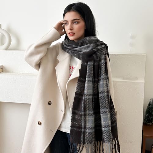 Plaid Scarf for Women Soft Warm Scarf for Women Winter with Tassels 200 * 60cm Can Be Used as Shawl Warm Big Tartan Scarves Wrap Shawl Ladies Gifts4