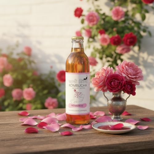 Image of KAALI BILLI Kombucha Indian Rose, Pack of 4 | Fermented Tea, All Natural, Gut Healthy Drink | 4 x 250ml | Vegan, Preservative free, Low calorie, Low sugar