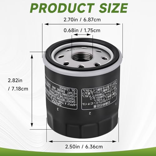 Image of 49065-0724 Oil Filter Replacement, for kawasaki FX850V FX801V FJ180V FH381-721V FH601-770D FX751-FX1000V Engine Models, 49065-7010 oil filter elment, AM107423 120-634 1016467, Pack of 2