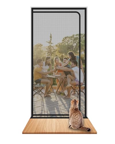 SHRRL katzengitter balkontür 100cmx210cm, Verdickte Katzenschutzgitter fliegengitter Wohnzimmer, Schlafzimmer, Küche, Terrasse, Hund Katze...