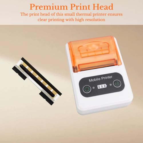 Yanmis Bluetooth-Belegdrucker, 58 Mm Kleiner WL-Thermodrucker mit Gezahnter Klinge, Tragbarer Mobiler Belegdrucker für Android, für Büro, Einzelhandel, Restaurant (orange weiß)