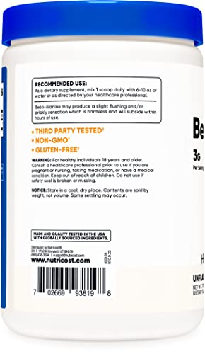 Image of Nutricost Beta Alanine 500 Gram Bottles (2 Pack for 1 KG) - Pure Beta Alanine