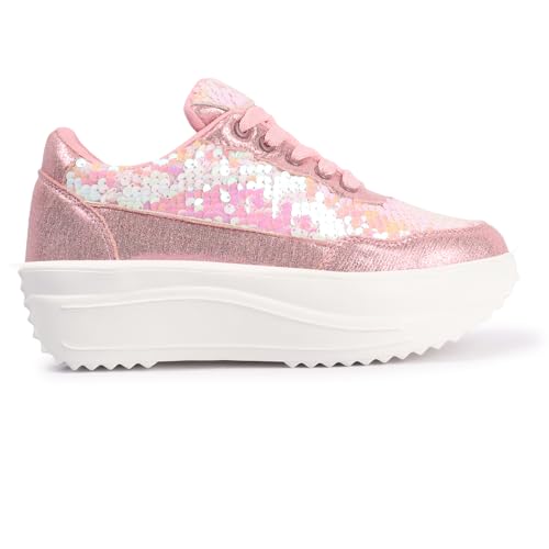 Image of Vendoz Women Casual High Heel Sneakers I Cushioned Insole I All Day Comfortable I Lightweight and Stylish Shoes for Girls CNV4026