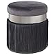 PUF TERCIOPELO GRIS C/FLECOS,BANDA ACERO PLAT:7CM,DM/POLIÉS °40X44CM, FLECOS:29CM