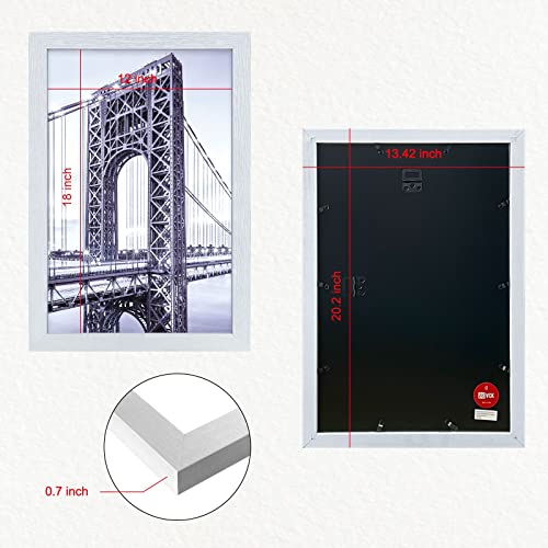 Image of VCK 12x18 Frames 3 Pack, White Poster Frame MDF Wood with Polished Plexiglass, Wall Mounting Horizontal & Vertical Display