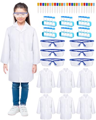Set de 6 disfraces de bata de laboratorio para niños blancos miniatura 1