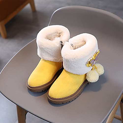 EnJoCho Snow Boots for Girls Fashion Autumn And Winter Girls Snow Boots Thick Bottom Non Slip Warm Solid Color Shoes2