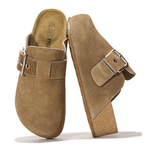 Project Cloud Clogs for Women Footwear - Memory Foam and Non-Slip Platform Wedges Heels for Women Mules & Clogs 2025 - Comfortable Stylish Slip-On with Adjustable Straps (Rhona, Taupe, 5.5)