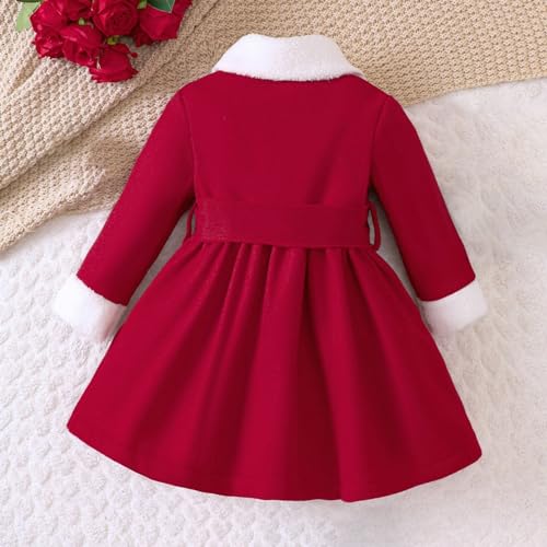 Girls Dress Coat Long Sleeve Button Pocket Long Winter Coat Outerwear Toddler Fur Coat Pea Coat Jacket3