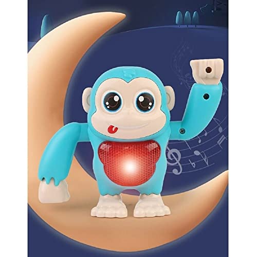 Image of VGRASSP Cute Dancing Monkey Musical Toy for Kids | Eye Catching Moves | Hand Tumbling Orangutan Toy | with Music and Light Effects - (Light Blue)