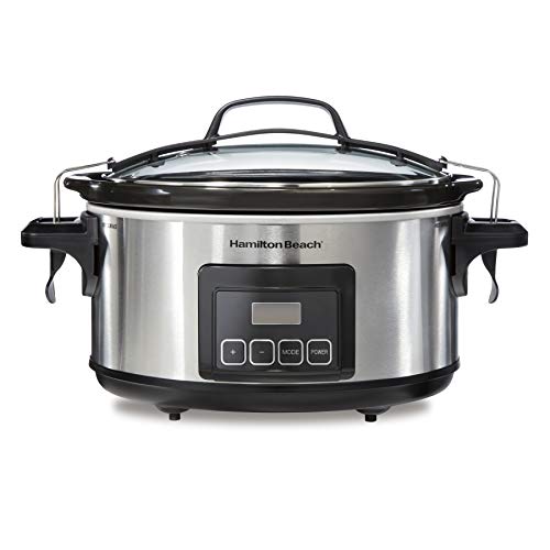 Hamilton Beach Portable 6-Quart Stay or Go Programmable Slow Cooker with Lid Lock, Stainless Steel (33561), 6 quarts