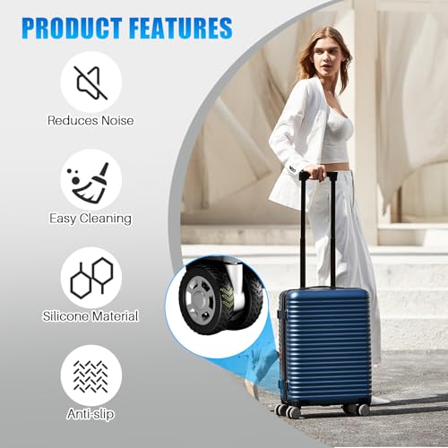 32 Pcs Silicone Luggage Wheel Covers, Rolling Suitcase Wheel Protector for 2-2.4'' Spinner Wheel3