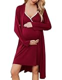 Ekouaer Nursing Nightgown and Maternity Robe Set Labor and Delivery Gown