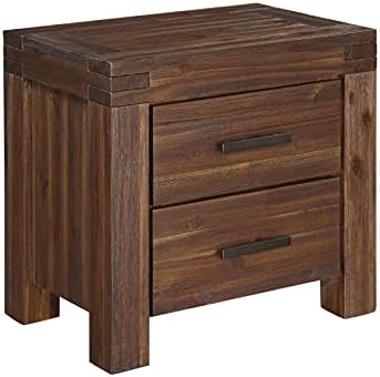 Modus Furniture Solid Wood Nightstand, 2-Drawer, Meadow - Brick Brown