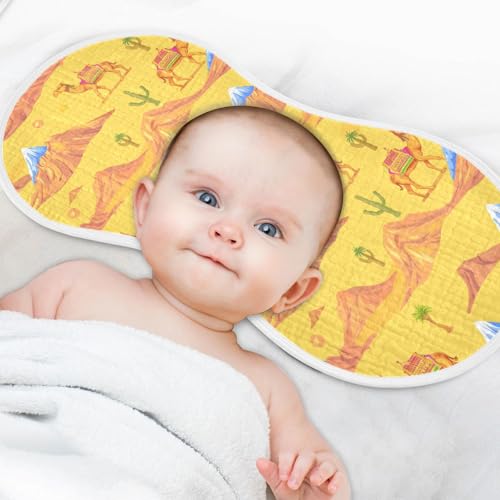 Yellow Desert Camel Cotton Muslin Burp Cloth Good Absorbent washcloth for Babies boy and Girl Set of 2, 22x11in 6