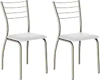 Conjunto 2 Cadeiras 1700 Tubo Prata Napa Branca Carraro