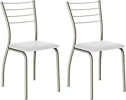 Conjunto 2 Cadeiras 1700 Tubo Prata Napa Branca Carraro