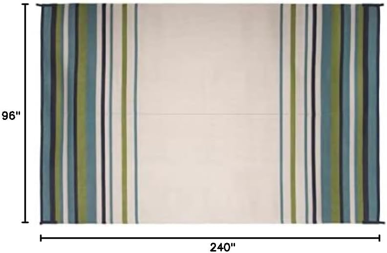 Faulkner Furniture 68679 Mat Striped 8x20 Aqua/navy/lime/wht