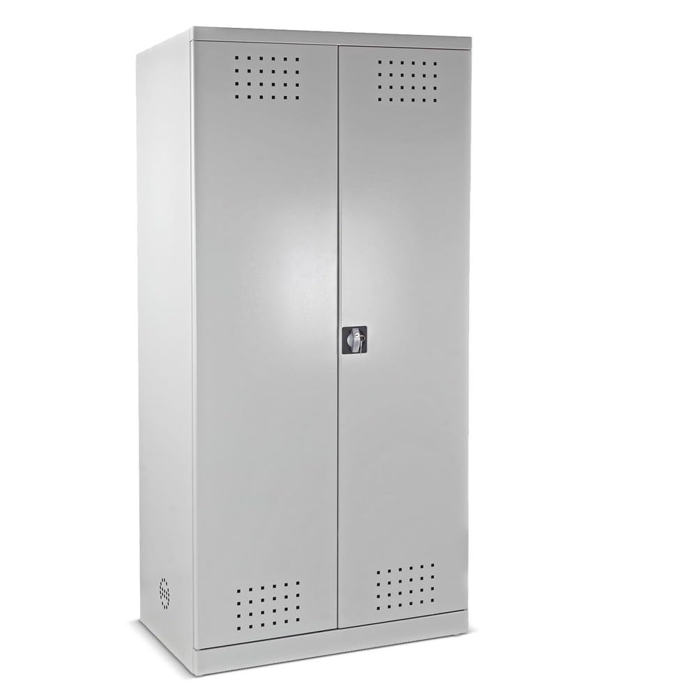 HEMMDAL Gefahrstoffschrank aus Stahlblech mit 4 Auffangwannen | HxBxT 192 x 92 x 58 cm | 40 kg Boden Tragkraft | Chemikalien- und Pflanzenschutzmittelschrank mit Sicherheitsverschluss | Made in EU