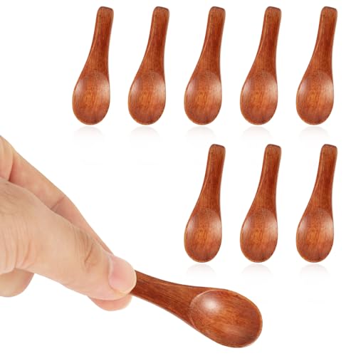 8 Cucharas de Madera Pequeñas, Cucharas Pequeñas de 6 cm para Especias Mini Cucharas de Madera para Salsas Azúcar Sal Salsas Especias Miel Mostaza y Cocina