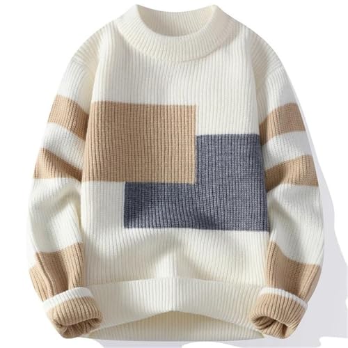 Men's Block Color Matching Winter Knitted Sweater Pullover Loose and Warm Thick Street Wool2