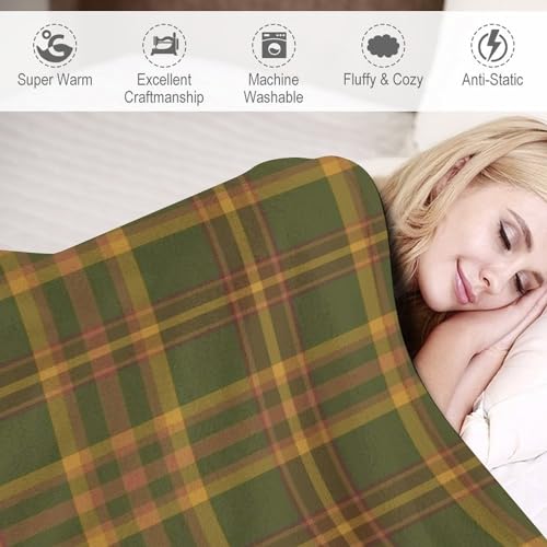 Couverture douce contre les frissons du soir plaid pelucheux à carreaux de buffle - 5