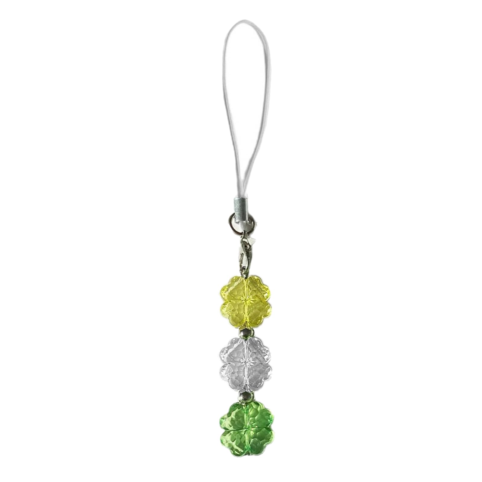 NEWFT Unique Beaded Phone Pendant Fashionable Keyring Crystal Four Clovers Charm Keychain Elegant Bag Accessory for Women