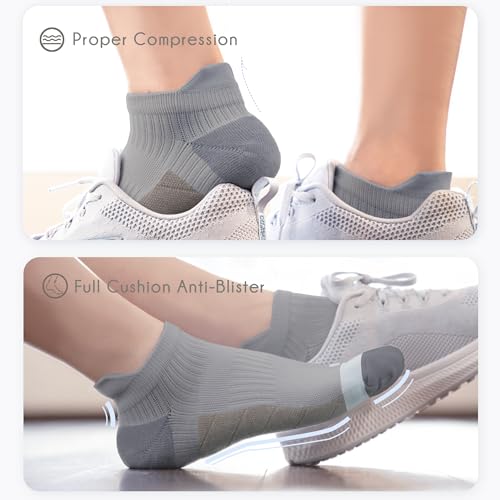 Image of BRISIRA Coolmax Bamboo Viscose Women Compression Running Ankle Socks No Show Athletic Wicking Thick Cushioned Arch Support