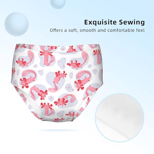 Pink Axolotls Floating In Water Drops Girls' Underwear Soft Cotton Little Girls Panties Comfort Briefs3