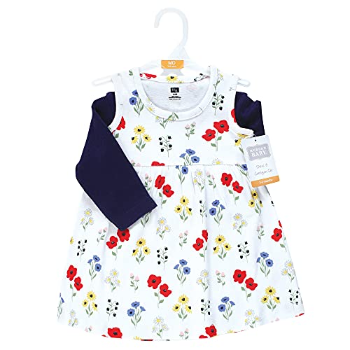 Image of Hudson Baby Girls' Cotton Dress and Cardigan Set