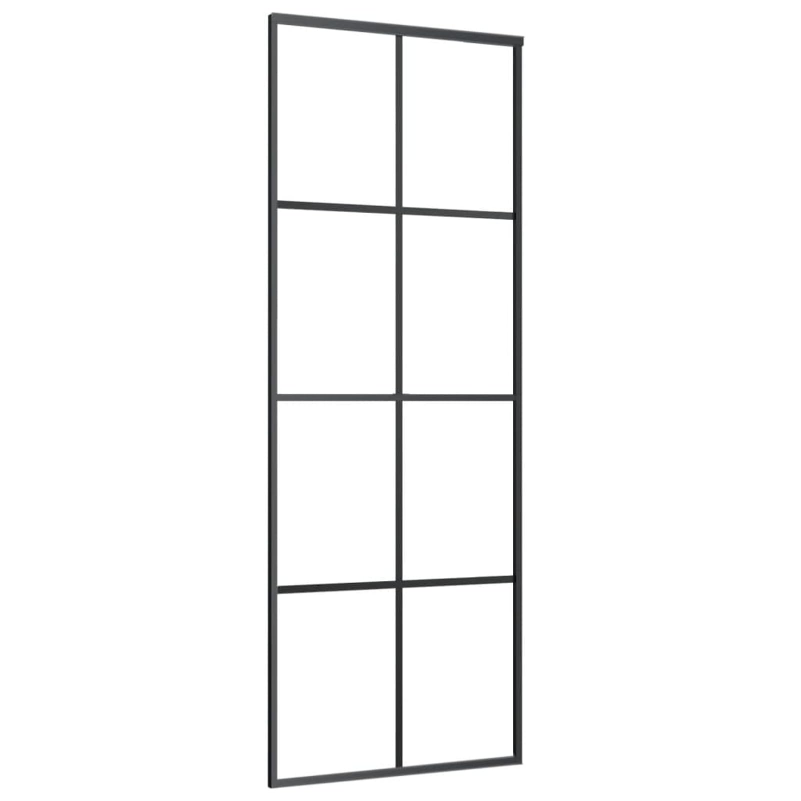 Homgoday Porta scorrevole in Alluminio e Vetro Temperato ESG Nera 76x205 cm Porta Scorrevole Moderna in Vetro per Soggiorno