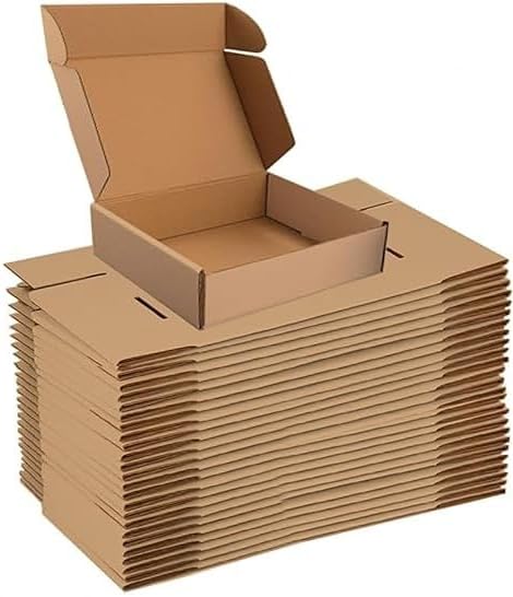 Nestpacks e commerce box (Iftar box) size 26 * 26 * 6.8 cm with flaps for lock locking perfect for secure e commerce business box packing 10 pcs/pckt (Brown box)
