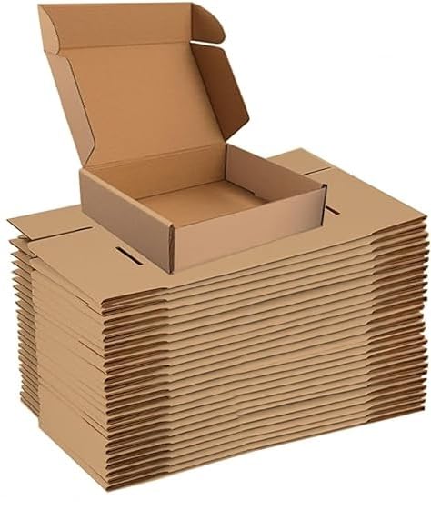 Nestpacks e commerce box (Iftar box) size 26 * 26 * 6.8 cm with flaps for lock locking perfect for secure e commerce business box packing 10 pcs/pckt (Brown box)