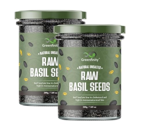 Image of GreenFinity Basil /Sabja Seeds For Weight Loss-400G|Raw Seeds For Enhance Skin & Hair Health|Immunity Booster Healthy Diet Seeds 200 Gram [Pack Of 2]
