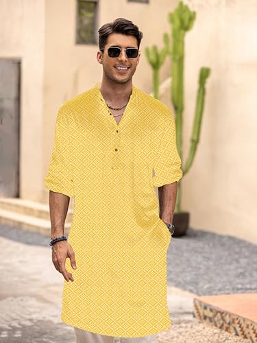 Image of BE ACTIVE Cotton Kurta for Men | Traditional and Classy Design | Indian Kurta | Full Sleeve Kurta