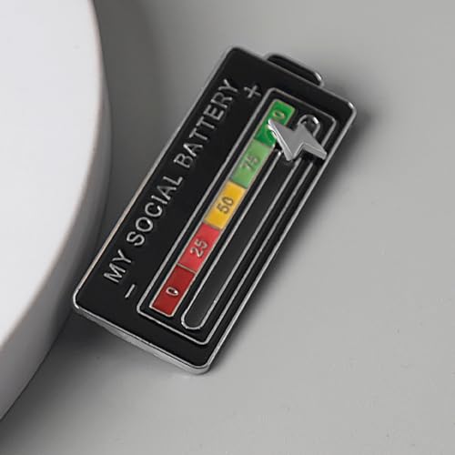 Image of Social battery pin - My Social Battery Creative Lapel Pin, Fun Enamel quantity of electricity Pin