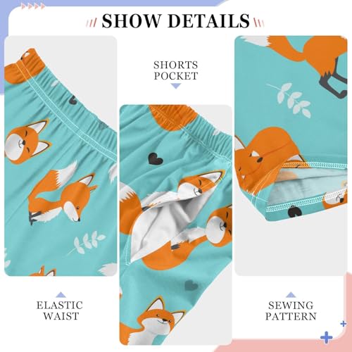 Cute Fox Love Boys Long Pants Soft Trousers Elastic Waist Kids Lounge Bottoms with Pockets S-XL4