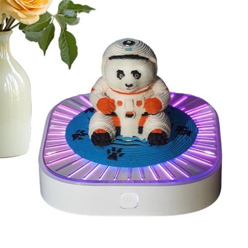 Calendrier 3D panda 2026 en papier d'art avec éclairage LED pour bureau