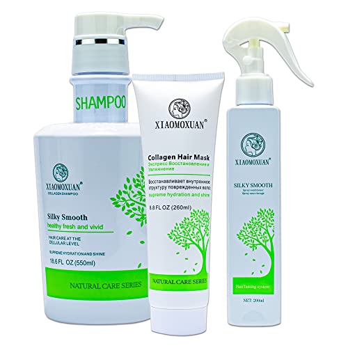 Xiaomoxuan Tea Tree Hair Mask for Frizzy Hair Care with Collagen Shampoo and Conditioner Set Sulfate Free Bundle