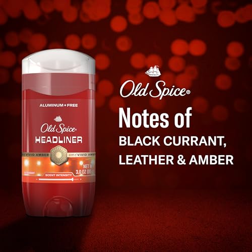 Image of Old Spice Aluminum Free Deodorant for Men, 24 /7 Odor Protection, 24 /7 Signature Scent & Lasting Freshness, Goes on Clean, Headliner with Black Currant, Leather, & Amber Scent, 3.0 oz