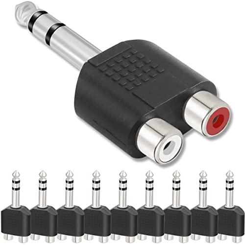 Adaptador divisor 6.35mm a RCA, 10 unidades