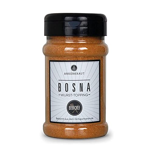 Ankerkraut Bosna Gewürz, Mischung würzender Zutaten für Wurst und Fleisch, BBQ Grillen, Currywurst würzen, 200 g im Streuer