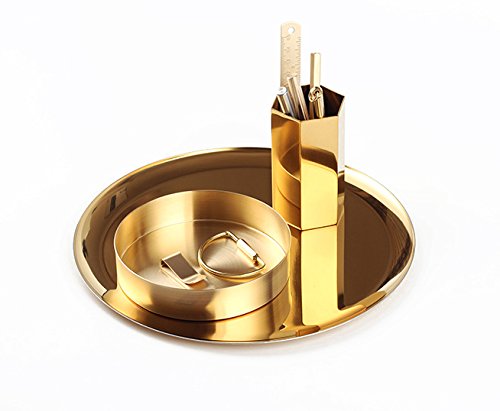 Meoly Golden Serving Tray Circular Tray Stainless Steel Summit Serving Tray Storage Disc Fruit Tray #TOP7