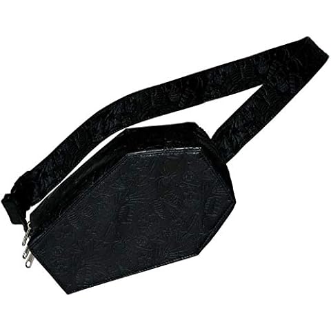 Kreepsville 666 Coffin Hip Pouch! Vegan Leather Fanny Pack! Design With Spooky Embossed Graphics! Black Leather Waist Bag! Cover