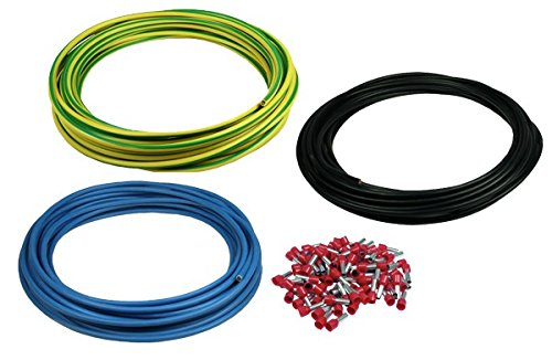 Einzelader H07V-K 6 Mm² Set – 3 X 10 Meter In Grüngelb, Blau, Schwarz + 100 Schrumpfhülsen