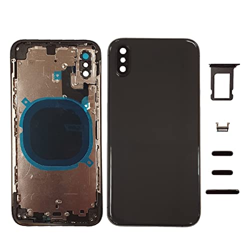 Smartex® Chasis de Vidrio + Carcasa Trasera y Botones Laterales Compatible con iPhone XS | Back Cover + Frame (Nero)
