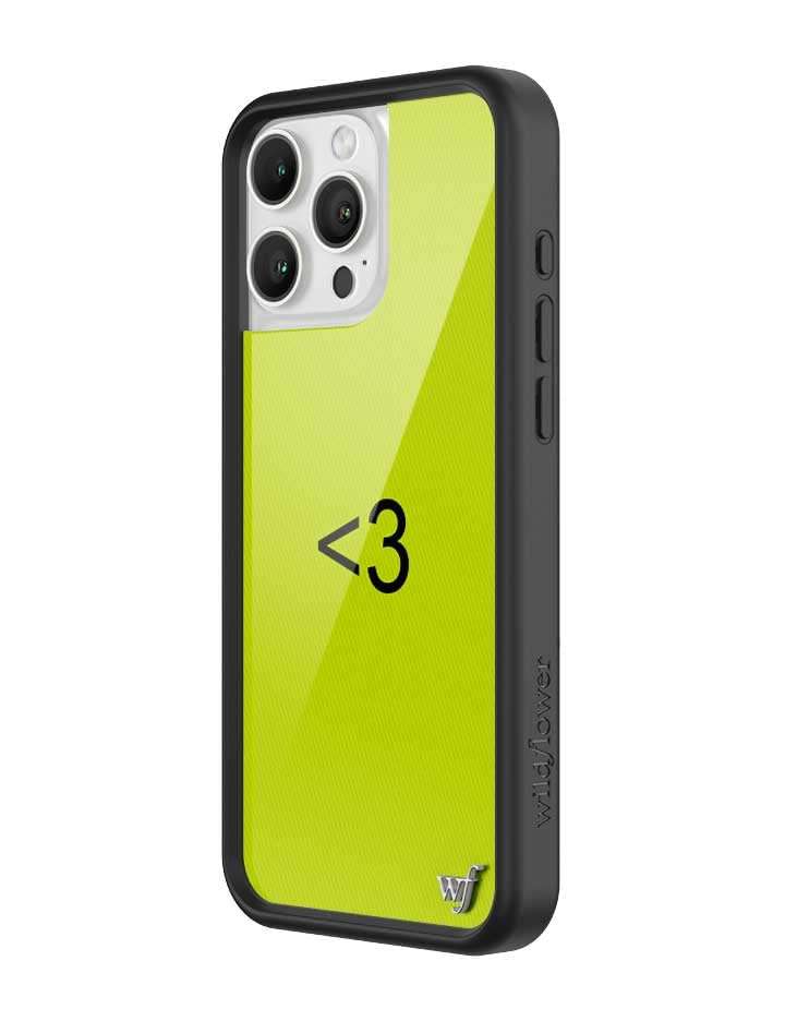 Image of Wildflower Cases - Compatible with iPhone 16 Pro Max| Protective Black Bumper, 6.5ft Drop Test Certified, Women Owned Small Business | Green Heart Charli XCX Trendy Music | Collab - BRAT
