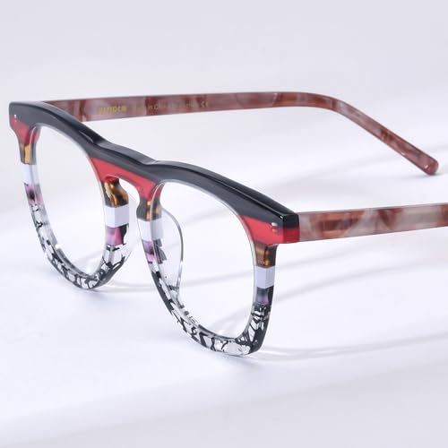 Image of HEPIDEM Multicolor Acetate Glasses Frame Women,Round Vintage Retro Optical Eyeglasses 9339