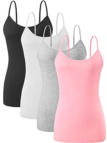 Image of Orrpally Basic Cami Tank Tops Women Lightweight Camisole Stretch Tank Top Adjustable 4-Pack
