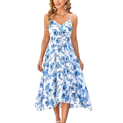 Image of BROVAVE Women's 2026 Summer Casual Boho Sundress Spaghetti Strap Midi Dress